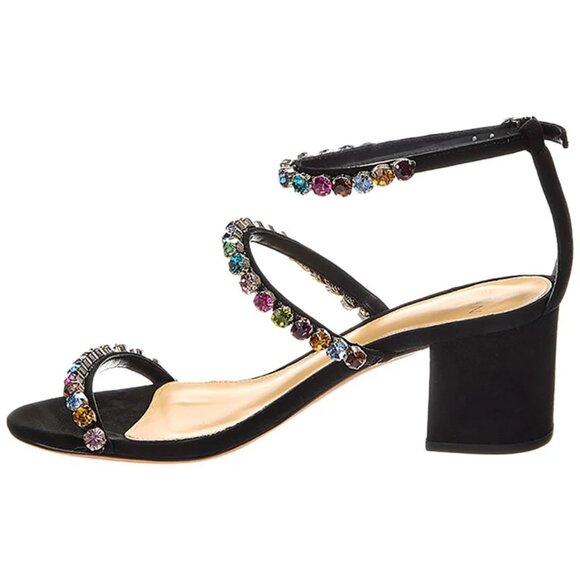Alexandre Birman Alexa Crystals Embellished Suede Sandals Black Size 8,5 - Picture 2 of 4